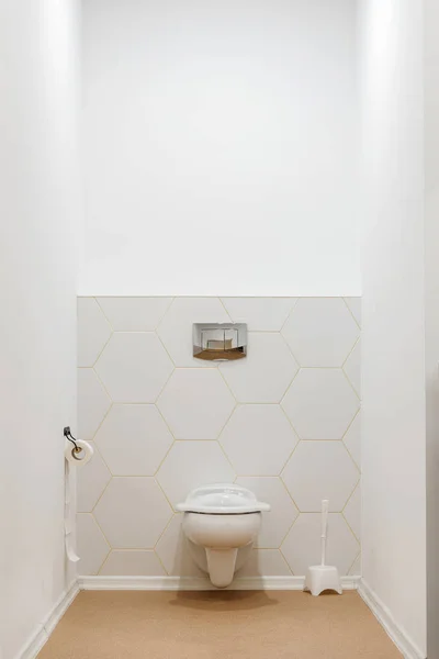 Clean white toilet bowl in toilet in modern kindergarten — Stock Photo