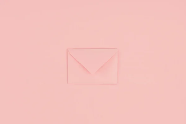 Close-up view of single closed pink envelope isolated on pink — Stock Photo