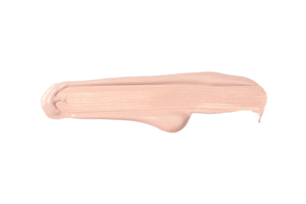Top view of beige makeup foundation stroke isolated on white — Stock Photo