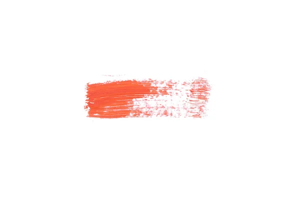 Vista superior del trazo de lápiz labial naranja brillante aislado en blanco - foto de stock