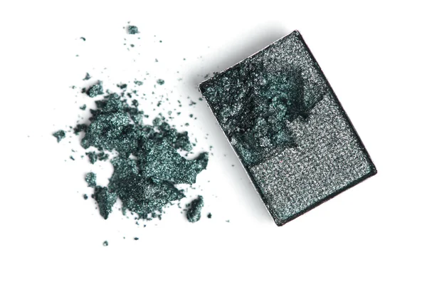 Top view of green eyeshadow on white backdrop — Stock Photo