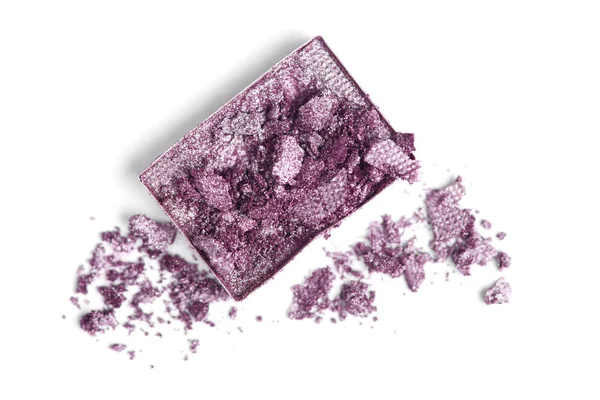 Top view of bright purple eyeshadow on white backdrop — Stock Photo