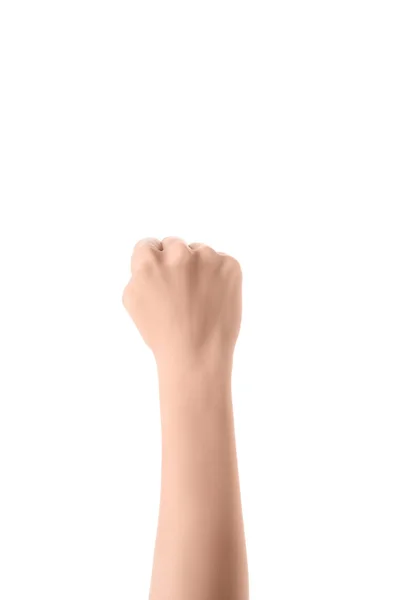 Cropped view of woman showing yes sign in deaf and dumb language isolated on white — Stock Photo