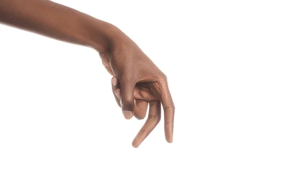 Cropped view of african american man tiptoeing with fingers isolated on white — Stock Photo