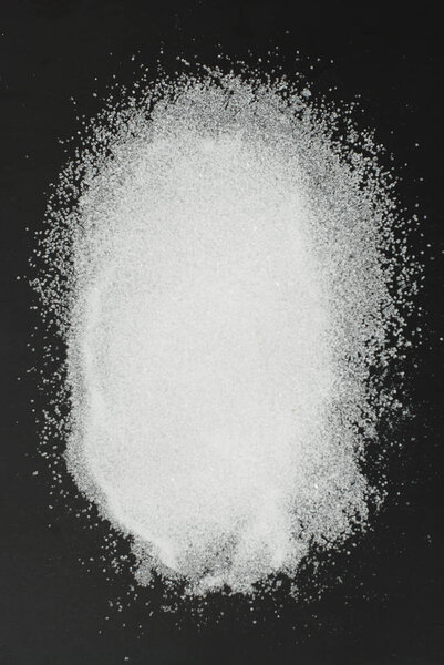 White Sweet Flour on Black Background - Free Space for text. Healthy,