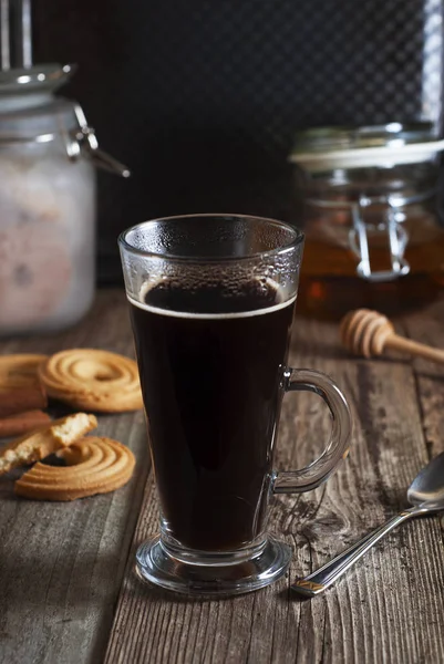 Café Expreso Bebida Expreso Con Crema Rematada Con Crema Batida — Foto de Stock