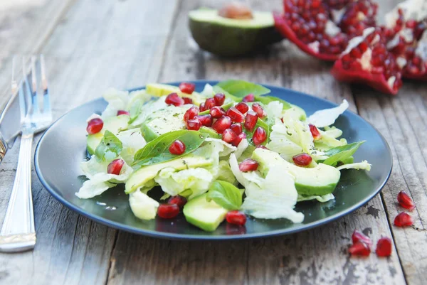 Avokado Yeşiller Yaprakları Nar Letuce Vejetaryen Salata Yaprakları — Stok fotoğraf