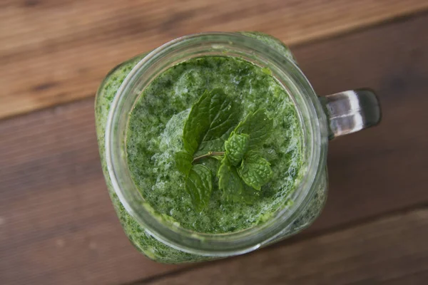 Spinach Smoothie Banana Mint Honey Healthy Lifestyle — Stock Photo, Image