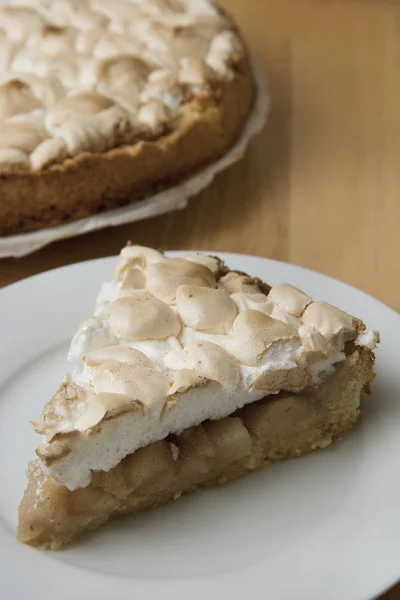 Piece Pear Cake Pie Meringue Plate — Stock Photo, Image