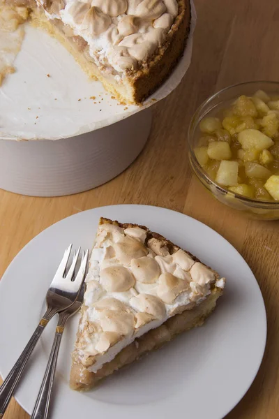 Piece Pear Cake Pie Meringue Plate — Stock Photo, Image