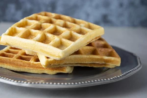 Belgium Waffles Homemade Breakfast Delcious Dessert Children — Stock Photo, Image