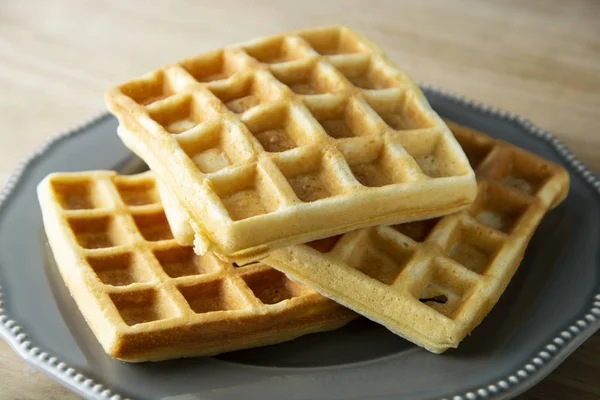 Belgium Waffles Homemade Breakfast Delcious Dessert Children — Stock Photo, Image