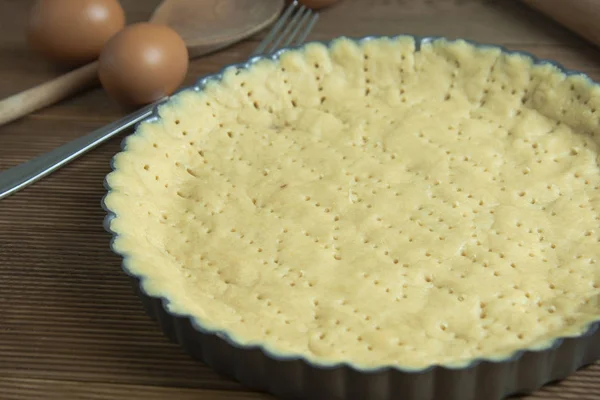 Ham Ekşi Hamur Temel Pasta Pasta Turta Kek Için Pan — Stok fotoğraf