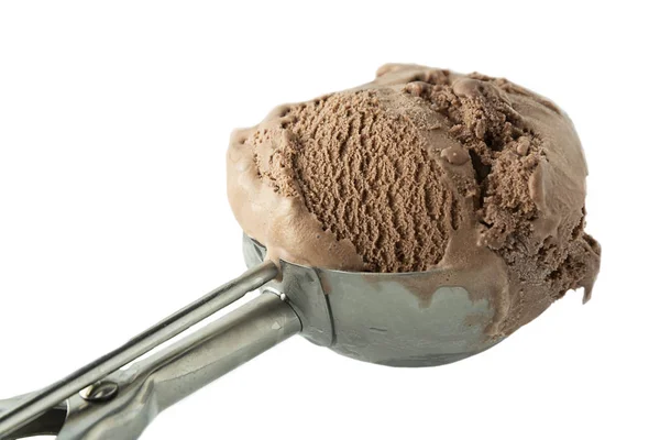 Chocolate ice creamscoop isolated on white background. Suumer icecream — Stock Photo, Image