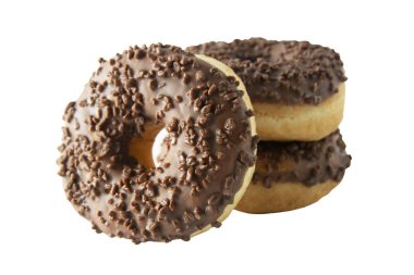 Beyaz arka planda çikolata donut, izole. Kopya alanı ile donut.