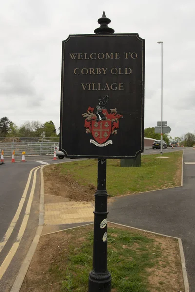 stock image Corby, U.K, April 28, 2019 - Welcome to Corby, U.K sign, Village sign.