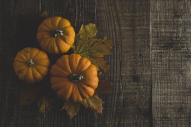 Eski ahşap arka plan üzerinde kabak ile Şükran sonbahar rustik, kopya alanı