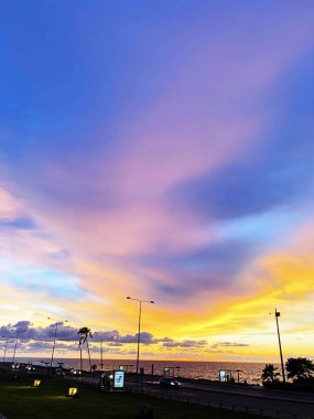 Cartagena, Kolombiya, 30 Ağustos 2019 - Kartagena, Kolombiya 'da gün batımı, deniz manzarası