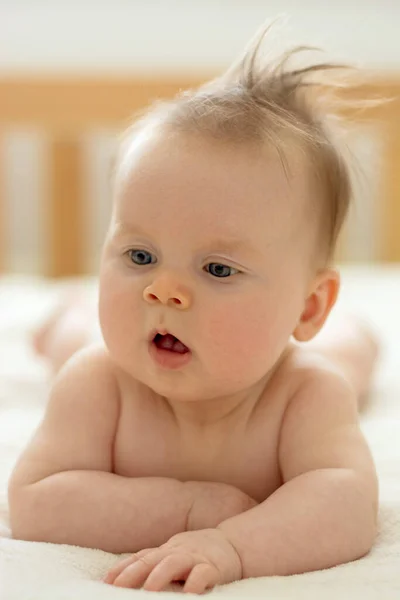 Bebé Recién Nacido Meses Edad Barriga Crianza Infancia Concepto Educativo — Foto de Stock