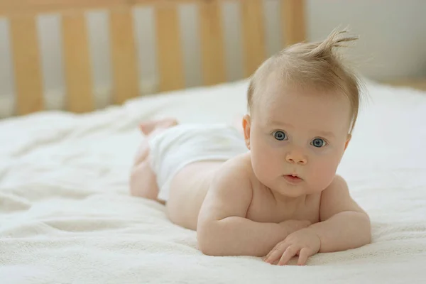 Bebé Recién Nacido Meses Edad Barriga Crianza Infancia Concepto Educativo — Foto de Stock