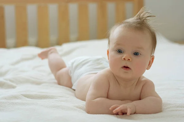 Bebé Recién Nacido Meses Edad Barriga Crianza Infancia Concepto Educativo — Foto de Stock