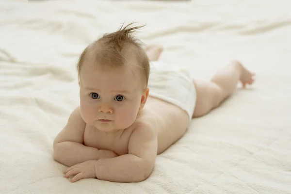 Bebé Recién Nacido Meses Edad Barriga Crianza Infancia Concepto Educativo — Foto de Stock