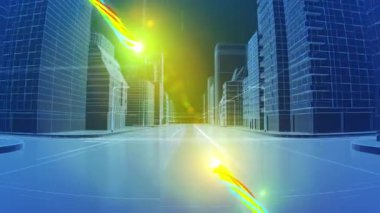 Throug tel kafes şehir hareketli renkli vuruş veri kavramı internet üzerinden seyahat. 4 k animasyon