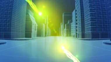 Throug tel kafes şehir hareketli renkli vuruş veri kavramı internet üzerinden seyahat. 4 k animasyon