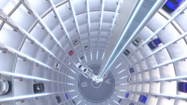 Otomatik otopark sistemi. Yüksek kaliteli 4K canlandırması.