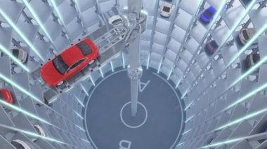 Otomatik otopark sistemi. Yüksek kaliteli 4K canlandırması.