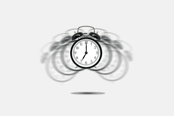 Concepto Gestión Del Tiempo Reloj Despertador Negro Retro Alertando Las — Foto de Stock