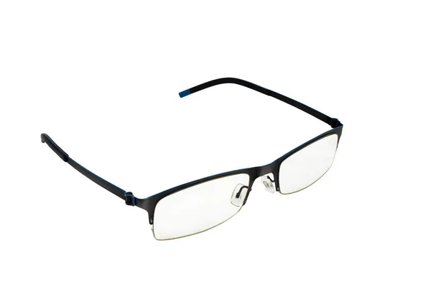 Óculos Antigos Óculos Isolados Fundo Branco Foco Seletivo — Fotografia de Stock