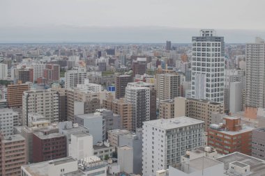 Yaz mevsimlik Sapporo City Sapporo Tv Kulesi tropikal güzel cityscape görünümü.