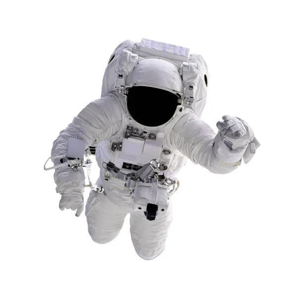 宇航员漂浮在太空中 与白色背景隔离 这张图片的元素由美国宇航局提供 — 图库照片