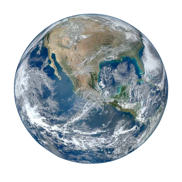 Planet Earth Globe Näkymä Avaruudesta Eristetty Valkoisella Pohjalla Elementit Tämän — kuvapankkivalokuva