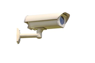 Kullanılan Kapalı Devre Televizyon Kamera veya Güvenlik Cctv kamera beyaz arka plan üzerinde izole. (Seçici odak)