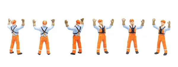 Grupo Personagem Estatueta Miniatura Como Shunter Ferroviário Posando Postura Isolada — Fotografia de Stock