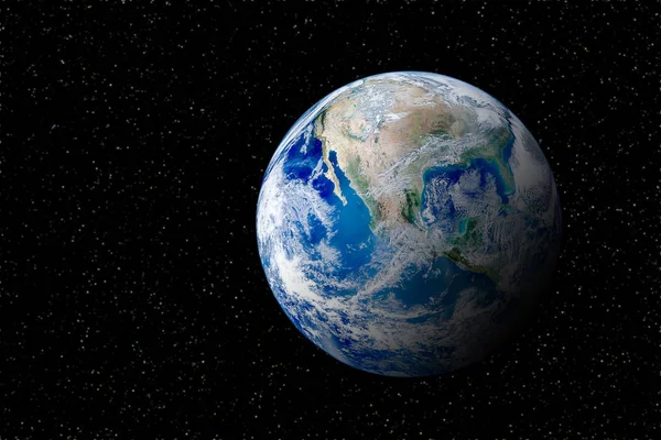 Planète Bleue Vue Globe Terrestre Depuis Espace Dans Ciel Nocturne — Photo