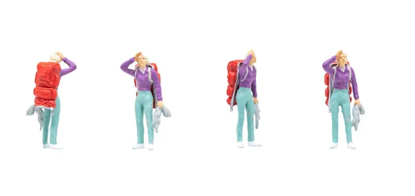 Personaje Figurado Miniatura Como Pasajero Pie Posando Postura Aislada Sobre —  Fotos de Stock