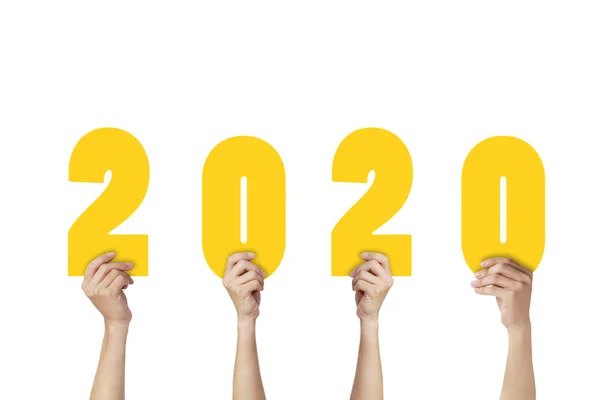 Nyårs Koncept Händer Som Håller Text Ord 2020 För Nyår — Stockfoto