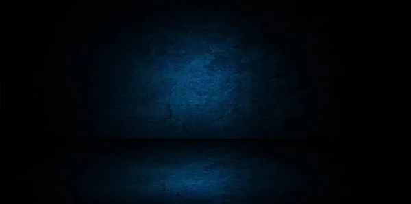 Abstraktní Obraz Studio Tmavě Modrý Pokoj Gradient Pozadí Pro Interiérové — Stock fotografie