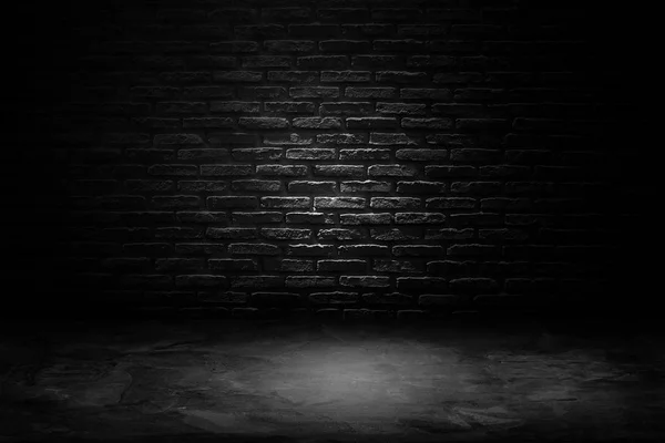 Анотація Чорно Біла Студія Темна Кімната Чорна Цегляна Стіна Бетонною — стокове фото