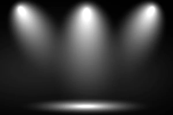 黒い背景にスポット照明付きの白いステージ — ストック写真