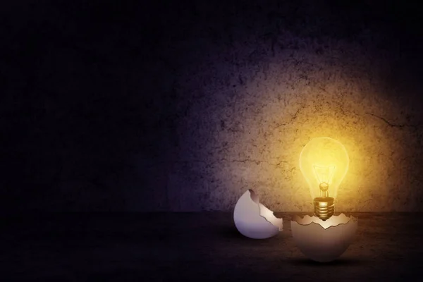 Business Idea Concept Abstract Image Glowing Light Bulb Growth Cracked — Stock Photo, Image