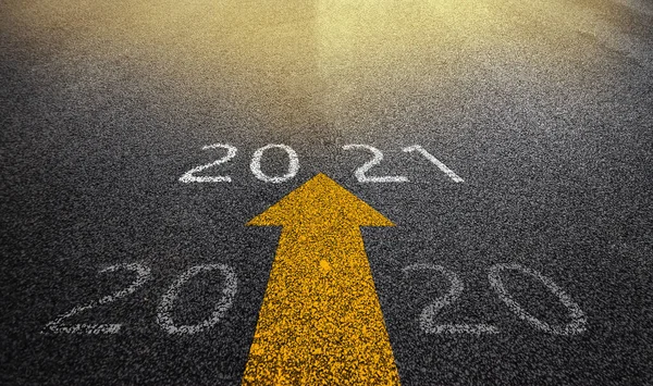 Nouvel 2021 Concept Route Asphaltée Vide Texte Écriture 2020 2021 — Photo