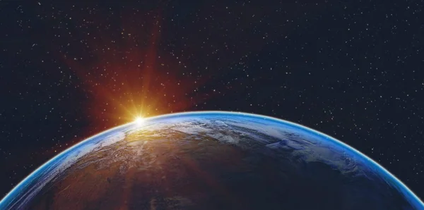 Planète Terre Bleue Avec Coucher Soleil Spectaculaire Eléments Cette Image — Photo