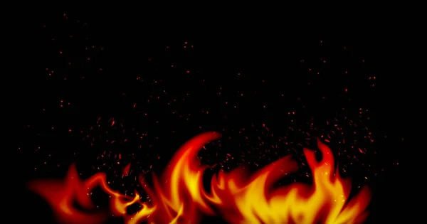 Absztrakt Kép Narancs Tűz Vagy Lángok Szikrázó Fekete Háttérrel — Stock Fotó