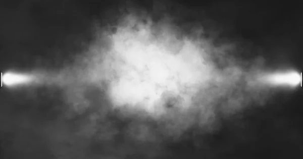Leerer Raum Studio Dunkelraum Mit Weißpunktbeleuchtung Und Nebelschwaden Auf Schwarzem — Stockfoto