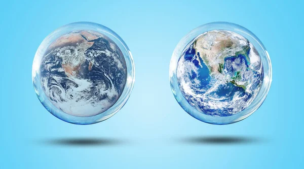 Ecología Medio Ambiente Concepto Planeta Azul Tierra Burbuja Agua Que — Foto de Stock