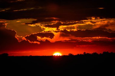 Bir şaşırtıcı ve dramatik turuncu günbatımı